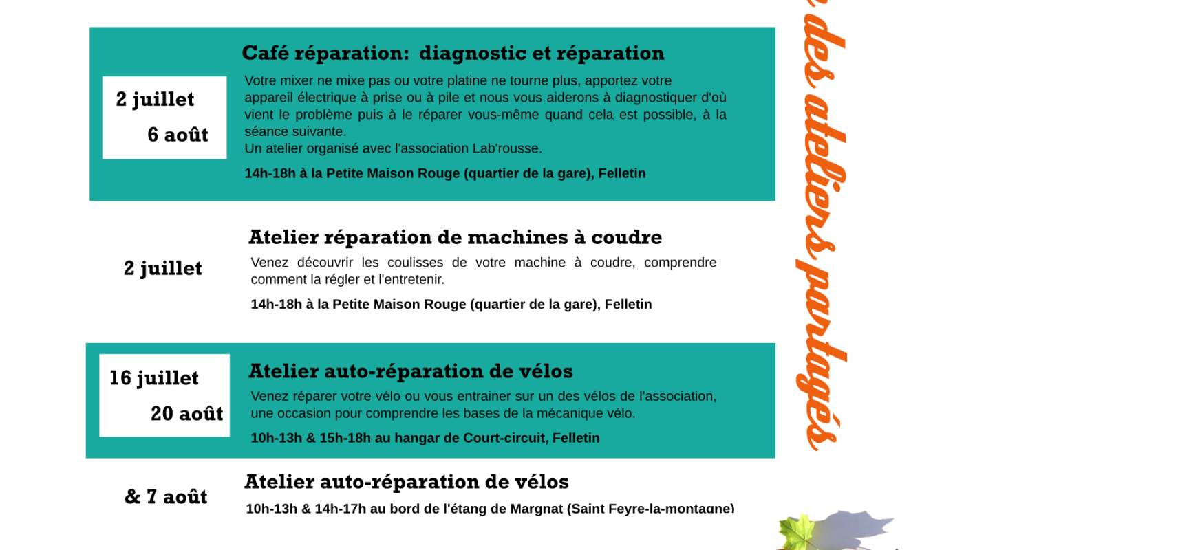 Café réparation – 6 août – Felletin