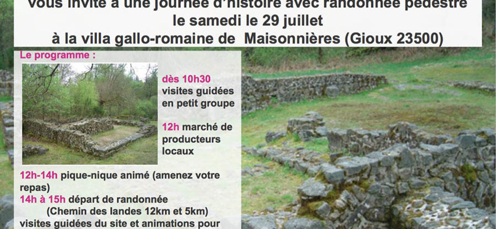 Journée randonnée et découverte Villa gallo-romaine de Maisonnières #Gioux