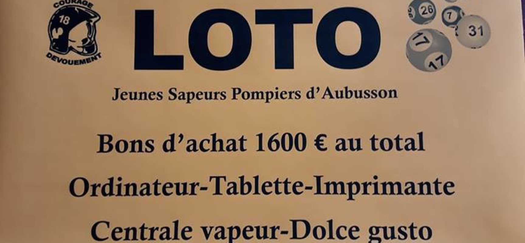 Grand Loto des jeunes Sapeurs Pompiers d’Aubusson
