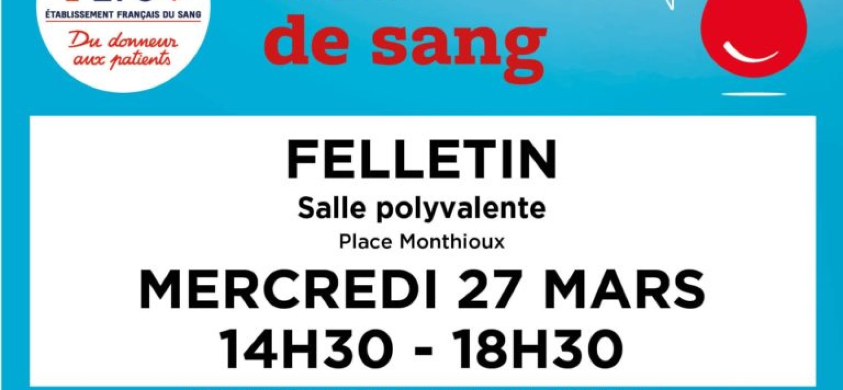 Don du sang le 27 mars #Felletin