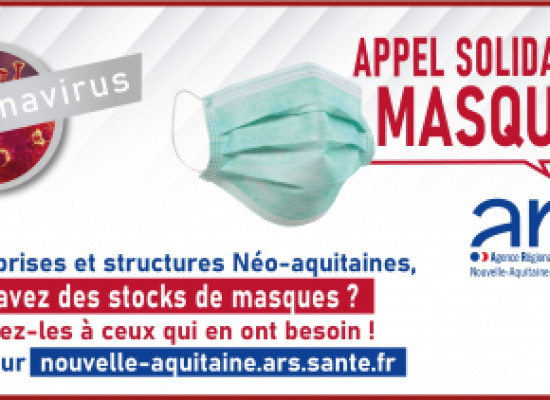 L’ARS lance un appel de solidarité auprès des entreprises pour collecter des stocks de masques chirurgicaux
