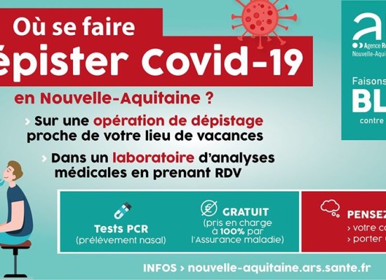 [Covid19] Opérations de dépistage sur les lieux touristiques en Nouvelle-Aquitaine – Juillet 2020