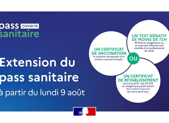 Extension du Pass Sanitaire à compter du lundi 9 août 2021
