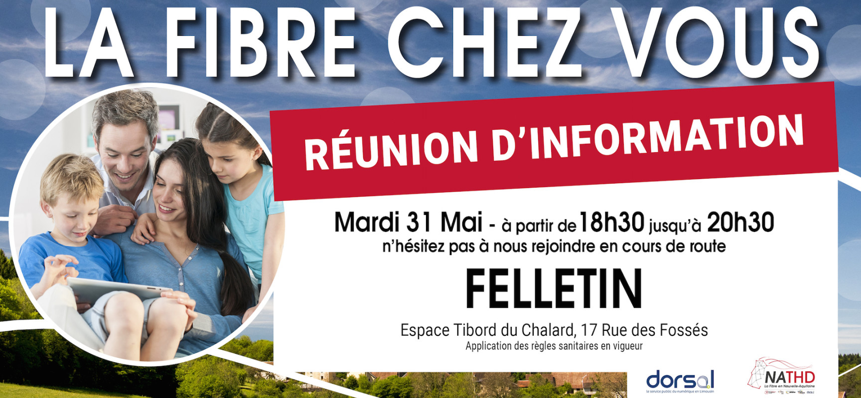 La fibre chez vous : réunion publique d’information le mardi 31 mai 2022 à Felletin