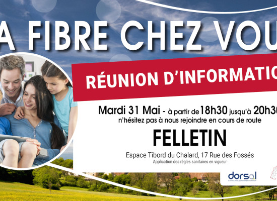 La fibre chez vous : réunion publique d’information le mardi 31 mai 2022 à Felletin