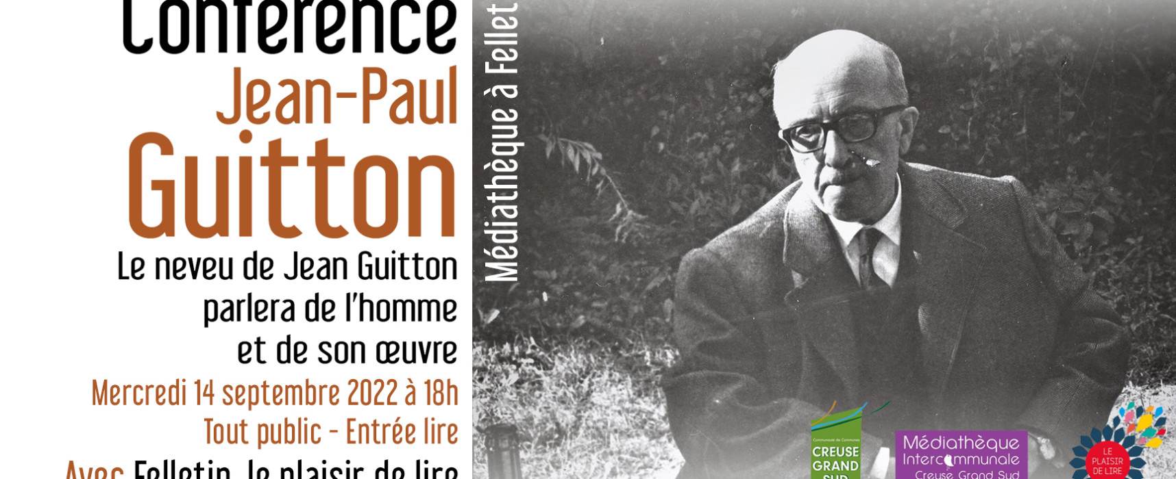 [Médiathèque] Conférence de Jean-Paul GUITTON – Mercredi 14 septembre 2022 à 18h – #Felletin