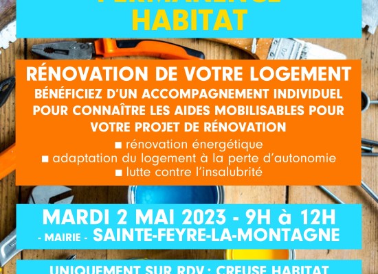 Permanence Habitat le 2 mai 2023 à Sainte-Feyre-la-Montagne
