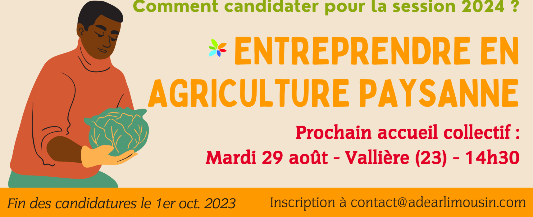 [ADEAR] Formation « Entreprendre en Agriculture Paysanne » session 2024 (candidature jusqu’au 15 septembre 2023) >