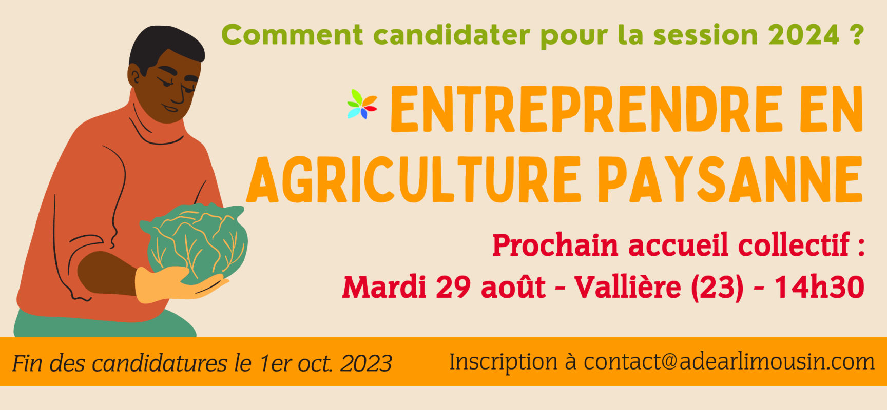 [ADEAR] Formation « Entreprendre en Agriculture Paysanne » session 2024 (candidature jusqu’au 15 septembre 2023) >