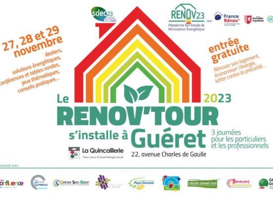 Le RENOV’TOUR s’installe à Guéret à la Quincaillerie numérique du 27 au 29 novembre 2023
