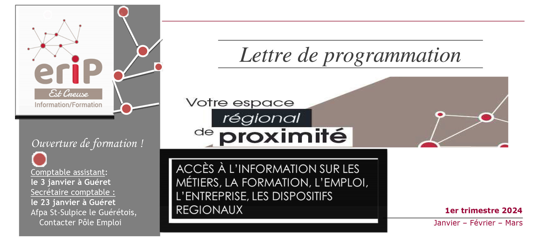 Programme de l’Espace Régional d’Information de proximité Est Creuse – Aubusson – Janvier, février et mars 2024