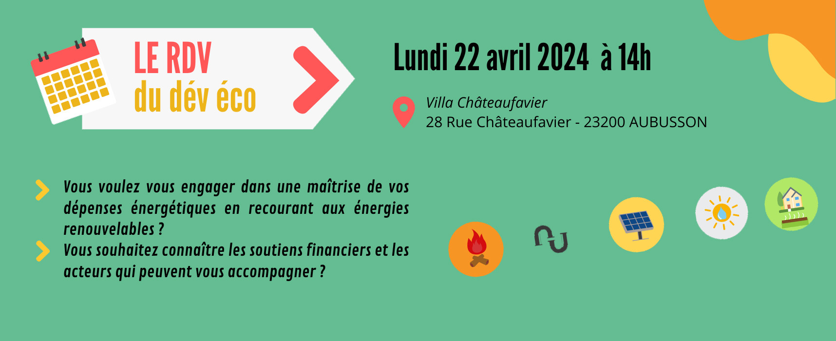[LesRDVduDévÉco] « Énergie renouvelable en Creuse » – lundi 22 avril 2024 #Atelier