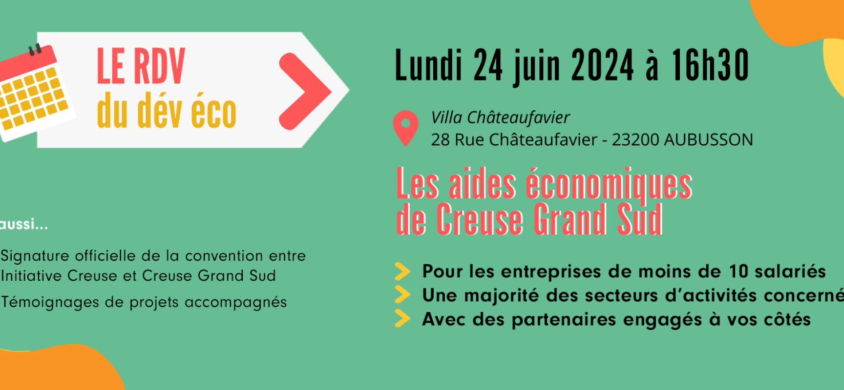 [LesRDVduDévÉco] « Les aides économiques de Creuse Grand Sud » – lundi 24 juin 2024 #Atelier