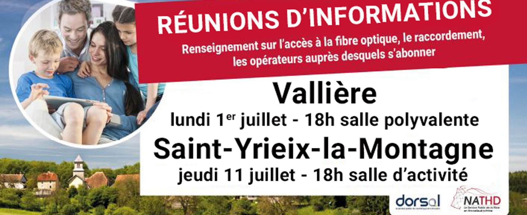 [NATHD] La Fibre chez Vous – RÉUNIONS PUBLIQUES – Juillet 2024 #Vallière #Saint-Yrieix-la-Montagne