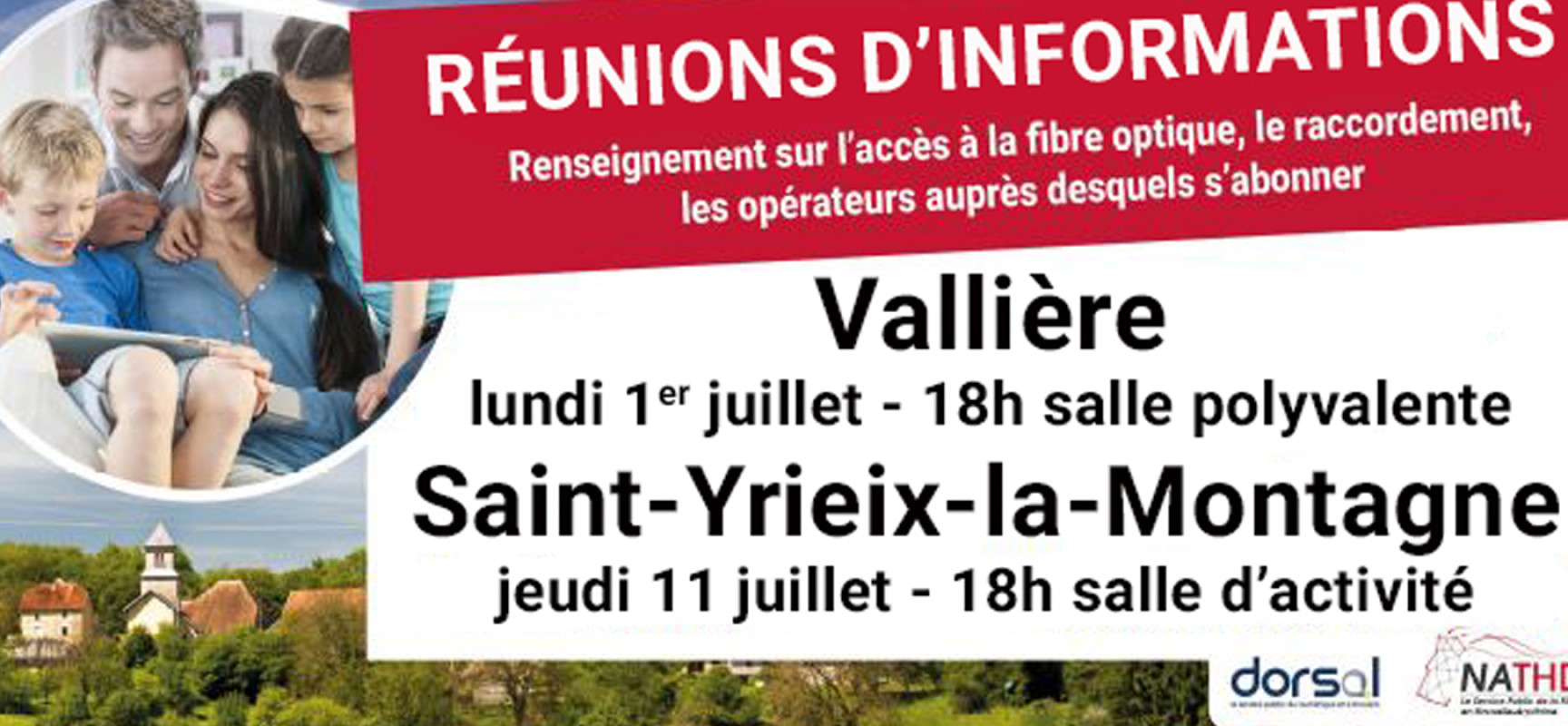 [NATHD] La Fibre chez Vous – RÉUNIONS PUBLIQUES – Juillet 2024 #Vallière #Saint-Yrieix-la-Montagne