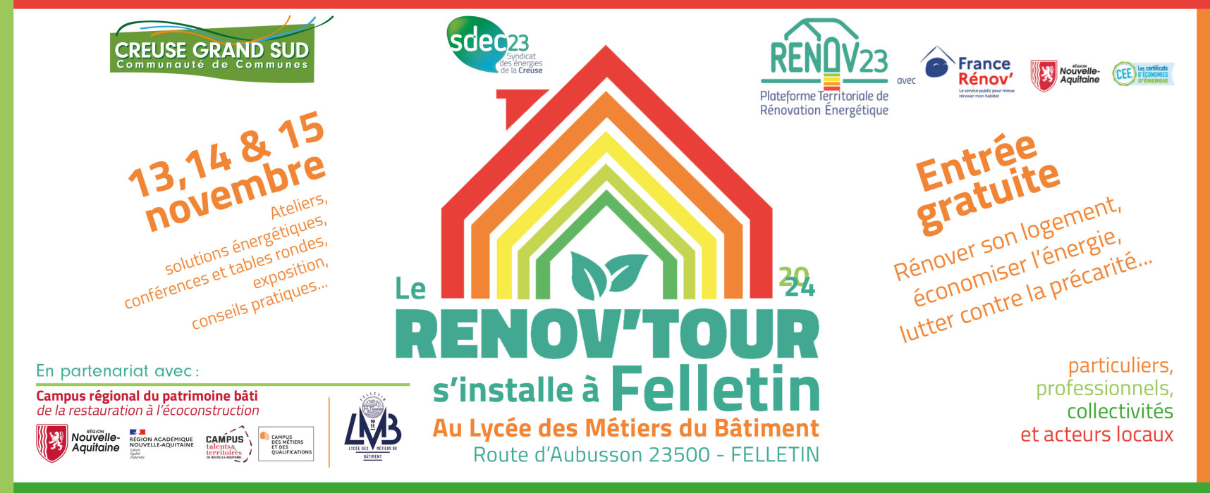 Le Rénov’Tour s’installe à Felletin du 13 au 15 novembre 2024, 3 jours pour accompagner la rénovation énergétique des logements