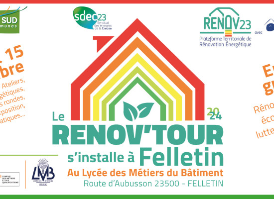 Le Rénov’Tour s’installe à Felletin du 13 au 15 novembre 2024, 3 jours pour accompagner la rénovation énergétique des logements