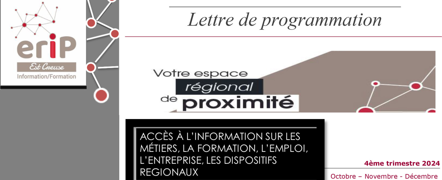 Programme de l’Espace Régional d’Information de proximité Est Creuse – Aubusson – Octobre, novembre et décembre 2024