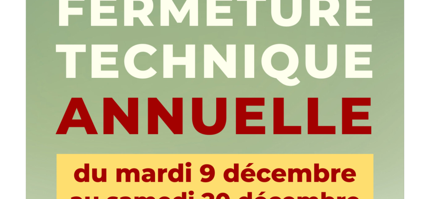 [AQUASUD] Fermeture technique annuelle anticipée