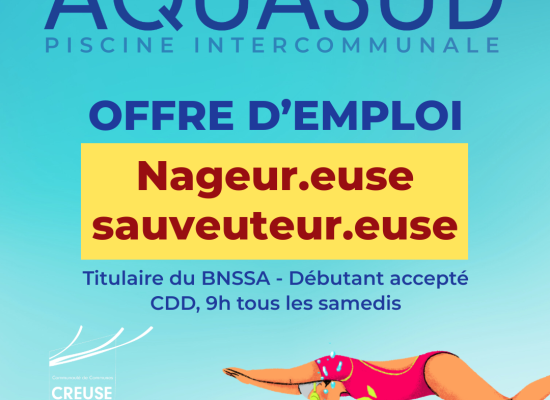 [OffreEmploi] AQUASUD recrute 1 nageur sauveteur/nageuse sauveteuse