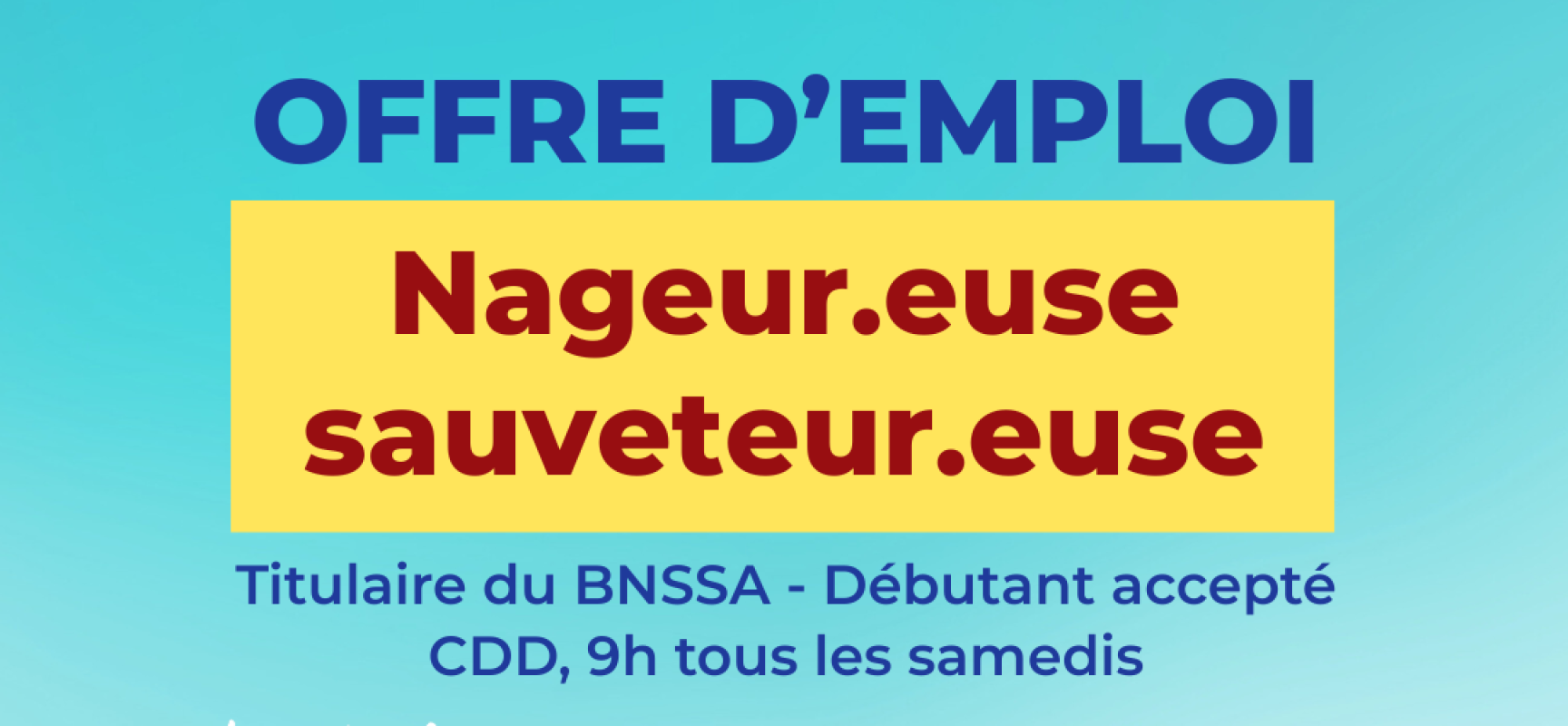 [OffreEmploi] AQUASUD recrute 1 nageur sauveteur/nageuse sauveteuse