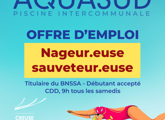 [OffreEmploi] AQUASUD recrute 1 nageur sauveteur/nageuse sauveteuse