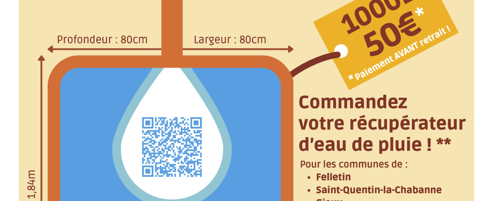 [ENVIRONNEMENT] Sobriété des usages de l&rsquo;eau – Commandez votre récupérateur d’eau – juin 2026