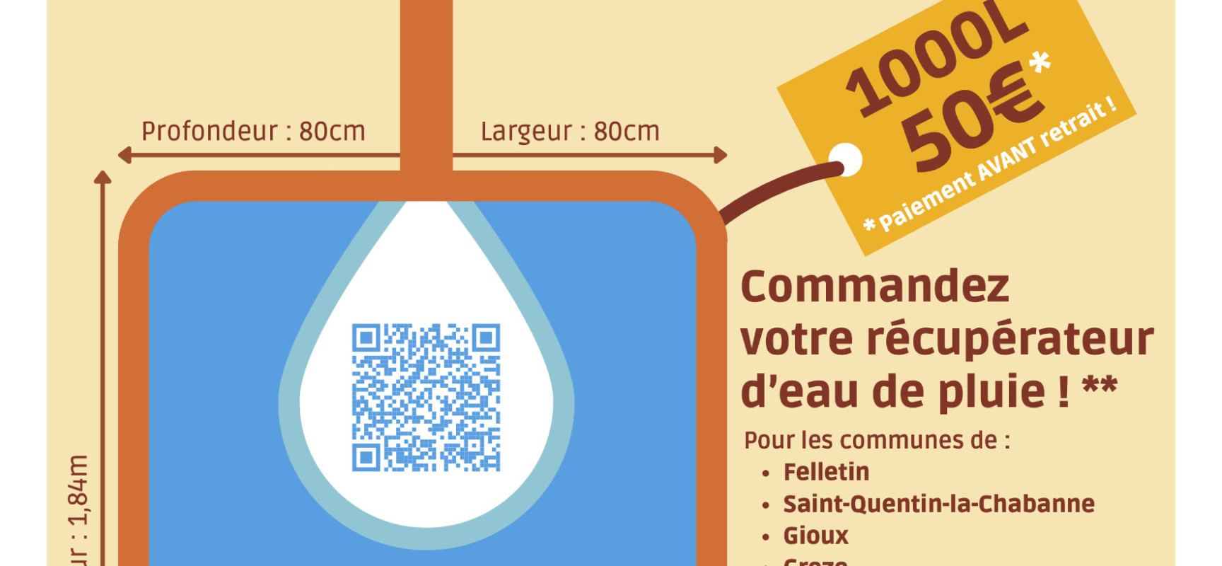 [ENVIRONNEMENT] Sobriété des usages de l&rsquo;eau – Commandez votre récupérateur d’eau – juin 2026