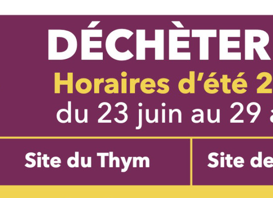 [Déchèteries] Passage aux horaires d&rsquo;été du mardi 23 juin au samedi 29 août 2026
