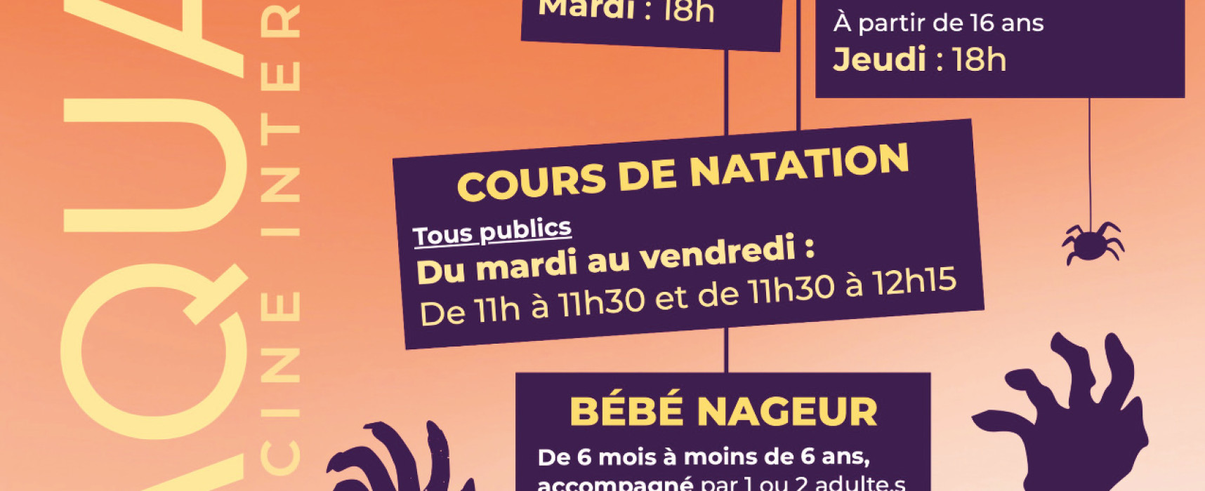 [Piscine AQUASUD] Les horaires et activités pendant les vacances d&rsquo;automne