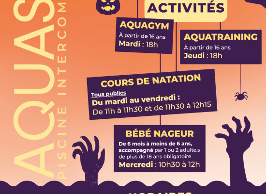 [Piscine AQUASUD] Les horaires et activités pendant les vacances d&rsquo;automne